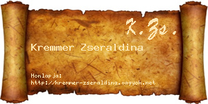Kremmer Zseraldina névjegykártya